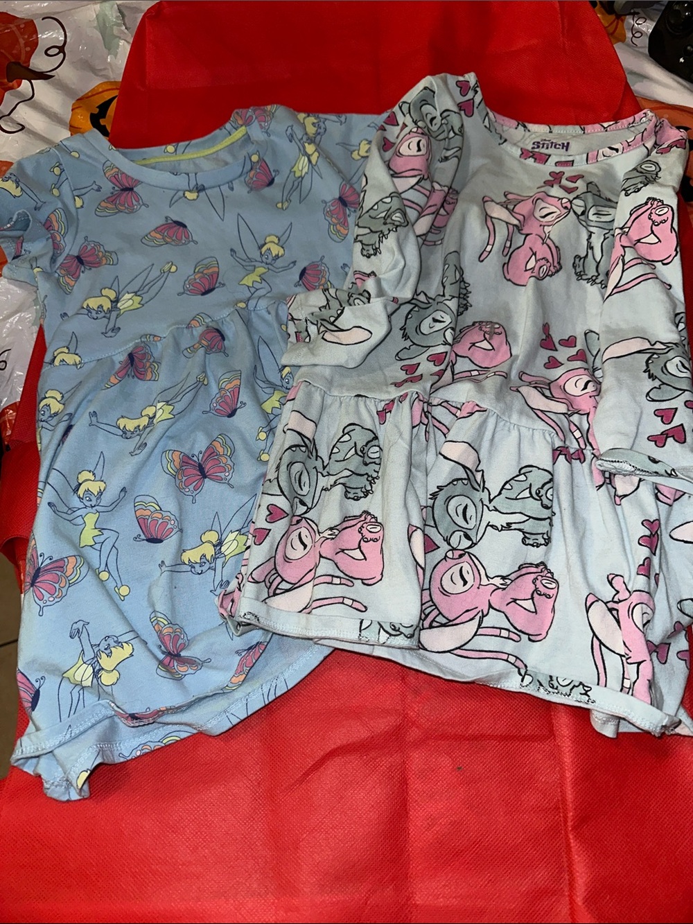 Disney Kids' Blue Tinker Bell & Stitch Printed Dress Set